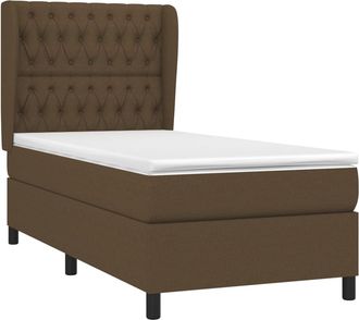 vidaXL Vidaxl - Cama Box Spring Con Colch&oacute;n Tela Marr&oacute;n Oscuro 90x190 Cm