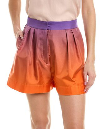 Oscar De La Renta Pleated Twill Silk Short