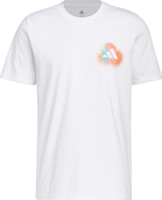 adidas Multi-Color Logo Printing Round Neck Short Sleeve White IC8107