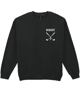 Generic Personalised Golf Name Initials Sweatshirt Fathers Day Jumper Dad Grandad Gift (M, Black)