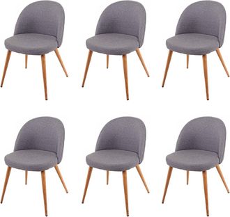 Hhg Hhg - Juego De 6 Sillas De Comedor 631, Silla De Cocina, Dise&ntilde;o Retro A&ntilde;os 50, Tela/textil, Gris Oscuro