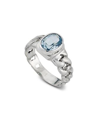 Samuel B. Silver 2.50 Ct. Tw. Blue Topaz Chain Link Ring