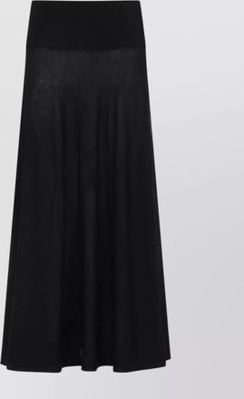 Alaia long flared wool skirt with sheer fabric