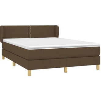 vidaXL Vidaxl - Cama Box Spring Con Colch&oacute;n Tela Marr&oacute;n Oscuro 140x190 Cm
