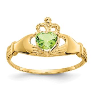 Diamond2Deal 14k Yellow Gold Cubic Zirconia Claddagh Heart Ring