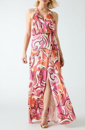 Marciano Carmen Sleeveless Halter Maxi Dress in Brown at Nordstrom, Size 4 Us