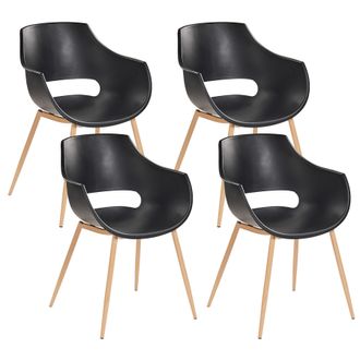 Beliani Beliani - Conjunto De 4 Sillas De Comedor Modernas Minimalistas Asiento De Pl&aacute;stico Negro Millers