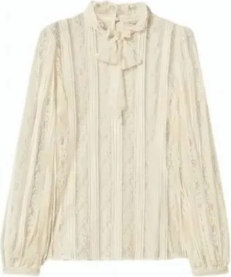 Twin-Set Righeh Lace Ribbon Tie Blouse