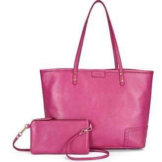 OLD TREND Camellia Medium Reversible Leather Tote in Fuchsia at Nordstrom