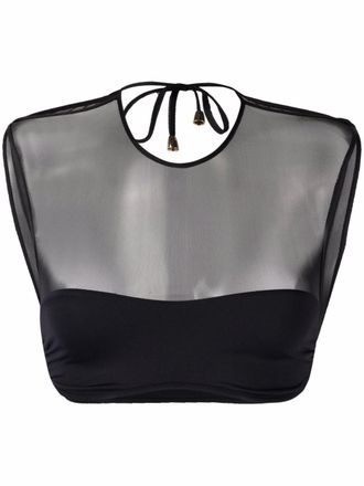 La Reveche Anna tulle-panel bikini top - Black