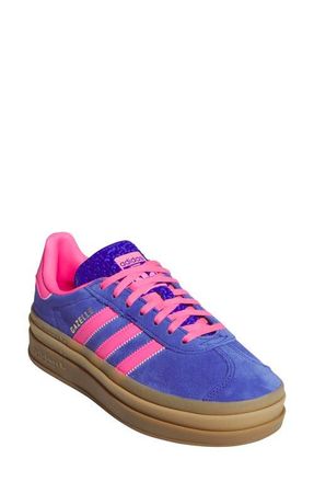 adidas Gazelle Bold Platform Sneaker in Lucid Blue/Lucid Pink/Gold at Nordstrom, Size 7.5