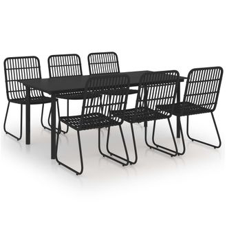 vidaXL Set Da Pranzo Da Giardino 7 Pz In Polyrattan E Vetro Vidaxl