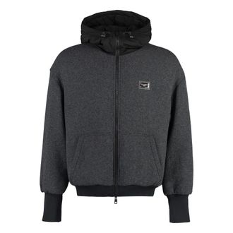 Dolce & Gabbana Winter Jackets, male, Gray, L, Jersey full-zip jacket