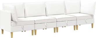 vidaXL Juego De Sof&aacute; Modular Con Almacenamiento 4 Uds. Blanco Tela Vidaxl