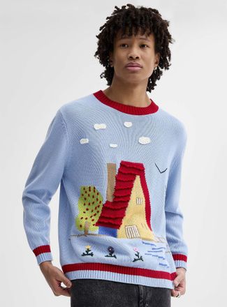 Djab Mens Whimsical house sweater Imported from Seoul