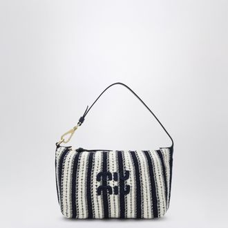 Miu Miu Crochet and leather pouch in blue and talc