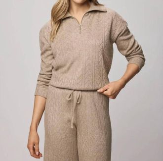 Splendid Sweatersoft Quarter Zip Sweater In Light Cedar Heather