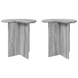 vidaXL Mesa Lateral Con Almacenamiento 2 Pcs Gris Sonoma &Oslash; 39 X 38 Cm Vidaxl