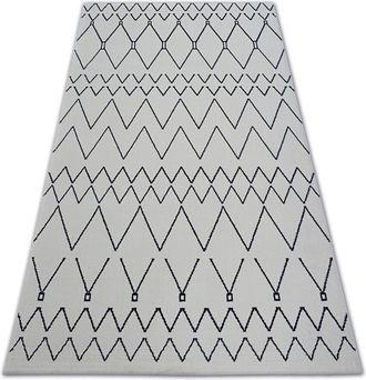 RugsX Rugsx - Alfombra Sense Micro 81249 Zigzag Etno Blanco/azul White 160x230 Cm