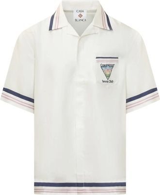 Casablanca Camicia a Maniche Corte con Collo Camp - - Shirts - Uomo - Bianco - 3XL