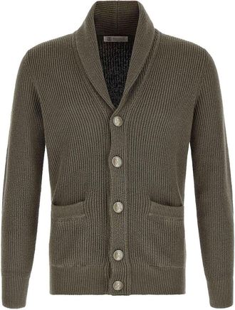 Brunello Cucinelli Green Malfil Cotton Cardigan