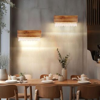 Globo Lighting Lampada da parete in legno Lampada da corridoio Lampada da soggiorno Lampada da parete a led con cristalli, 12W 430lm bianco caldo, l x a 37 x 17 cm
