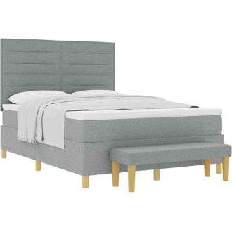 vidaXL Box Spring Bed with Mattress Light Grey 160 x 200 cm Fabric vidaXL