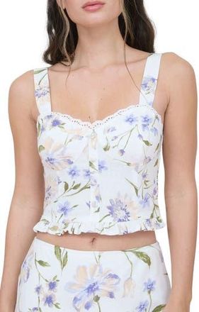 Blu Pepper Floral Ruffle Hem Woven Top in Ivory Multi at Nordstrom Rack, Size Medium