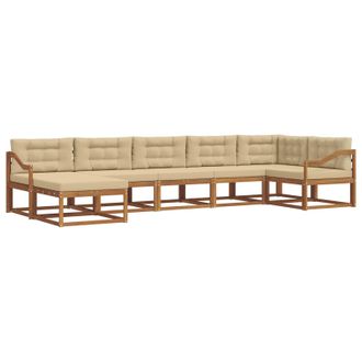 vidaXL Conjunto De Sof&aacute;s De Exterior Con Coj&iacute;n 7 Pcs Natural Y Beige Vidaxl