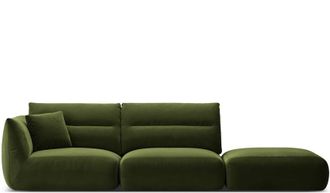CXL by Christian Lacroix 4-Sitzer Designer Sofa Maurie mit Ottomane - Samtbezug Army Green