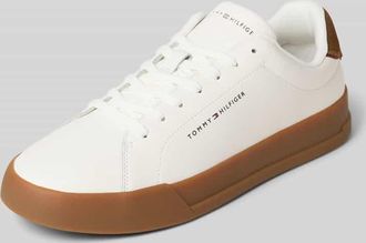 Tommy Hilfiger Low Top Sneaker aus echtem Leder Modell TH COURT in Weiss, Gr&ouml;&szlig;e 40