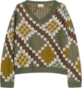 Pennyblack Pbbvicolo - Dames - V-hals truien - Groen - XS - Wol - Truien & Vesten