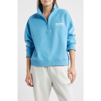 Rip Curl Surf Puff Logo Quarter Zip Sweatshirt in Azure Blue at Nordstrom, Size X-Small