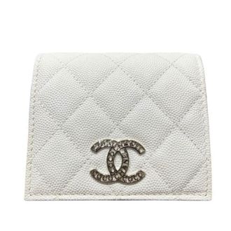 Chanel White Grained Calfskin Wallet (Bi-Fold) (Pre-Owned)