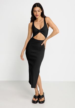 Lascana Midikleid LSCN BY LASCANA, Damen, Gr. 34, N-Gr, schwarz, Rippware, Obermaterial: 97% Baumwolle, 3% Elasthan, unifarben, sehr figurbetont ca. Mitte Wad