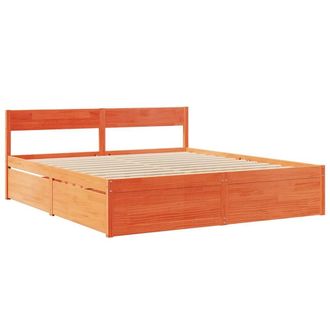 Berkfield Home Modern Bed Frame Frame Wax Brown 180x200 cm Super King Solid Wood Pine