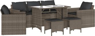 vidaXL Set De Muebles De Jard&iacute;n 6 Pzas Y Cojines Rat&aacute;n Sint&eacute;tico Gris Vidaxl