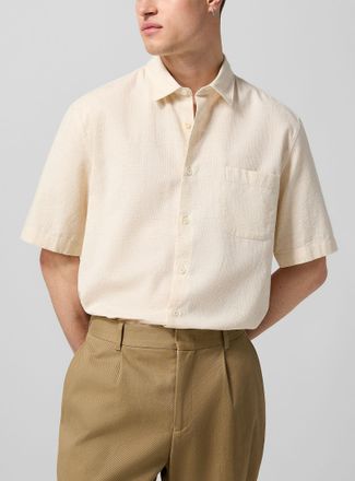 Sunspel Mens Waffled cotton-linen shirt