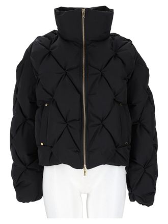 Moose Knuckles Black Quilted High-Collar Down Jacket