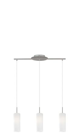 Loops Pendant Light Colour Satin Nickel Shade White Painted Satin Glass Bulb E27 3x60W in Metallics