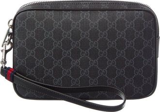 Gucci Small Gg Supreme Canvas & Leather Pouch