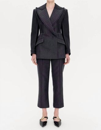 SIMKHAI Vera Straight Pants In Grey Pinstripe