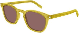 Saint Laurent SL 28 Zonnebril - Heren - Zonnebrillen - Geel - 49 MM - Nylon - Accessoires