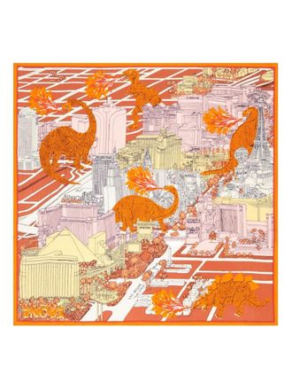 Inou&iuml; Editions Foulard Vegas in seta con stampa - Arancione