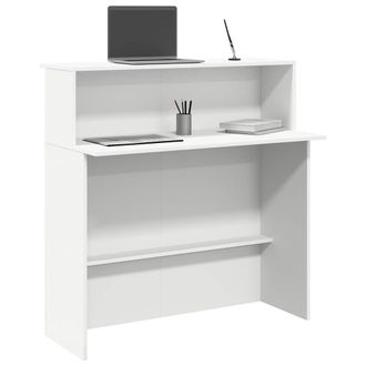 vidaXL Banco Reception Bianco 100x50x103,5 Cm In Legno Multistrato - Vidaxl