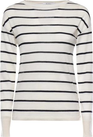 Max Mara Gestreept Trui - Dames - Cashmere truien - Beige - M - Kasjmier - Truien & Vesten