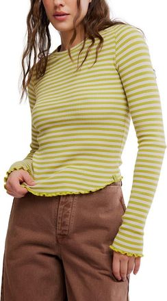 Free People We The Free Easy Does It Striped T-Shirt in Green Combo at Nordstrom, Size X-Small
