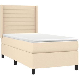 vidaXL Vidaxl - Cama Box Spring Con Colch&oacute;n Tela Color Crema 90x200 Cm
