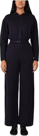 Elisabetta Franchi Tuta in maglia bicolore con logo - - Jumpsuits & Playsuits - Donna - Blu - XL