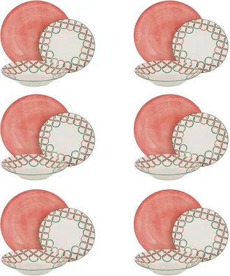 Arca Servizio 18 piatti porcellana rosa Coralia